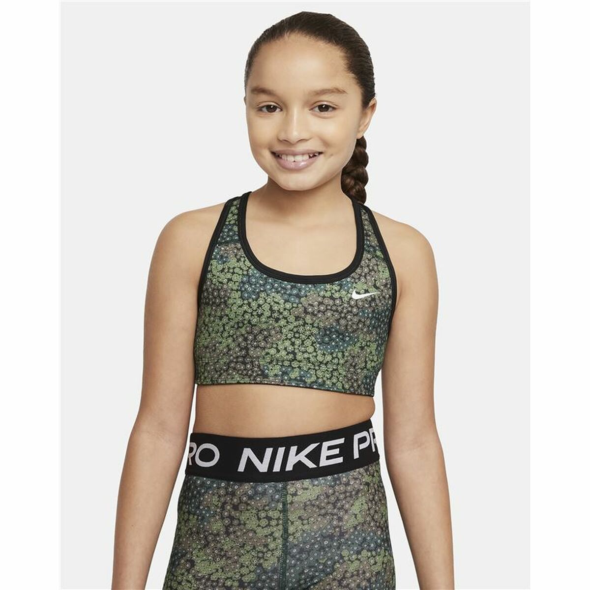 Sports Bra Nike Dri-FIT Swoosh Black/Green Children's