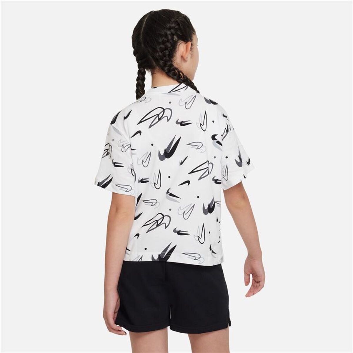 Child's Short Sleeve T-Shirt Nike Boxy Swooshfetti White-4