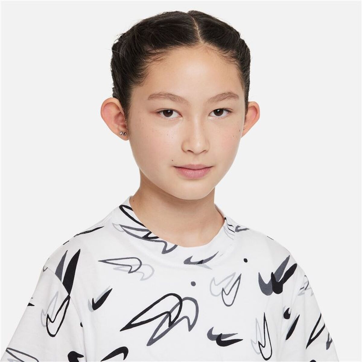 Child's Short Sleeve T-Shirt Nike Boxy Swooshfetti White-3