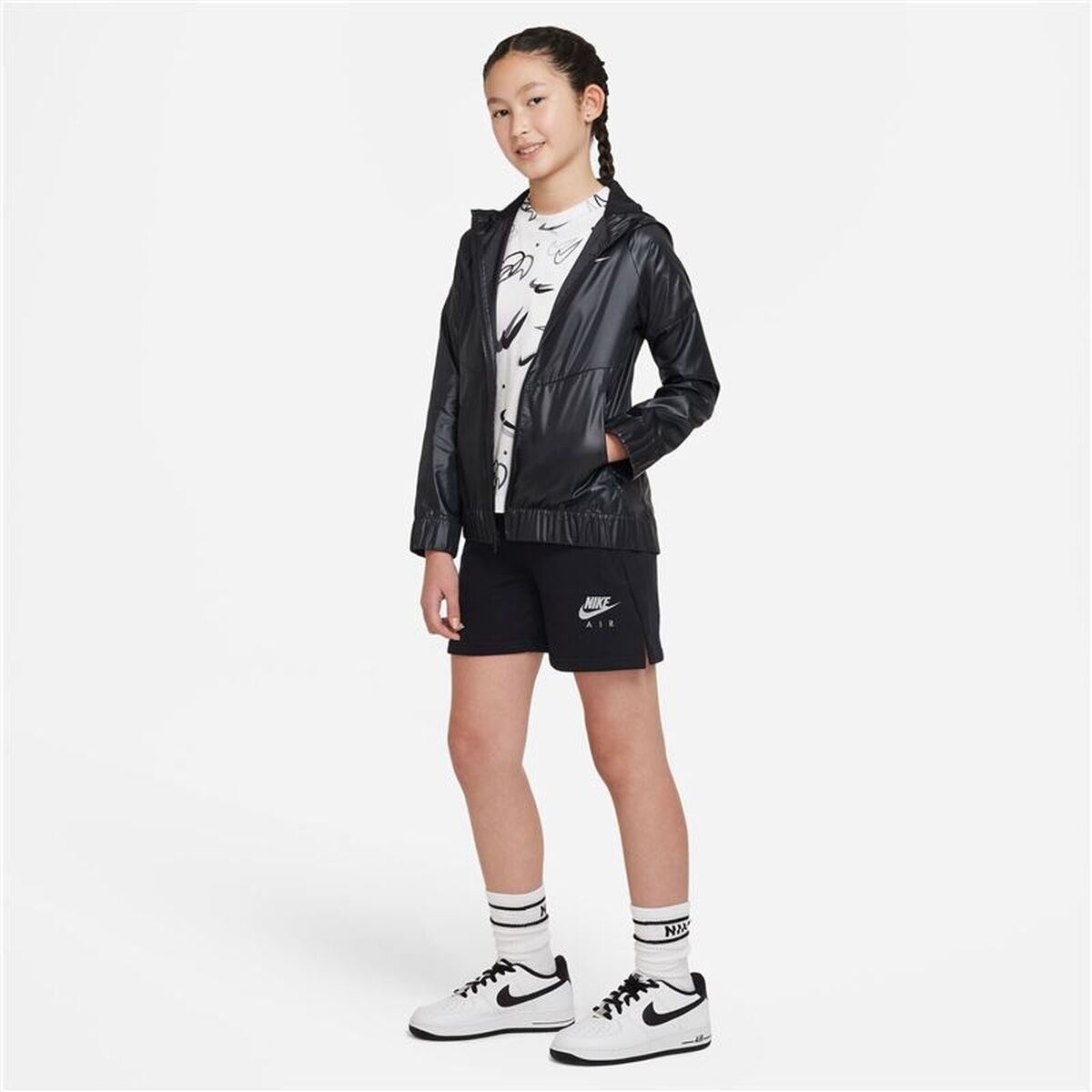 Child's Short Sleeve T-Shirt Nike Boxy Swooshfetti White-2
