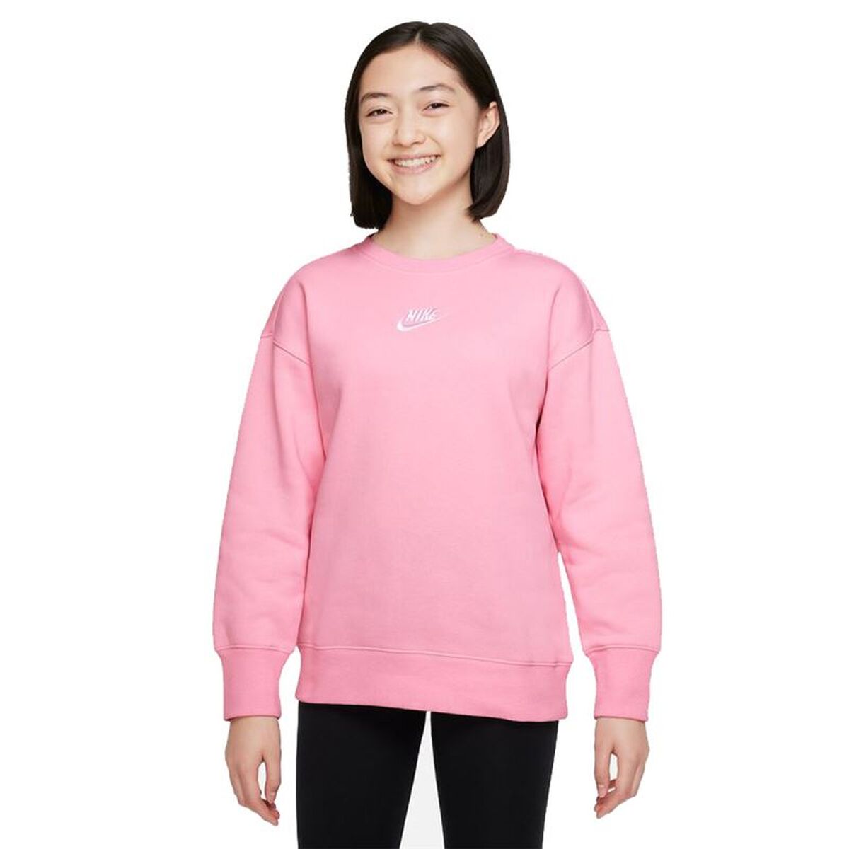Hoodless Sweatshirt for Girls Nike Sportswear Club Fleece Pink-0