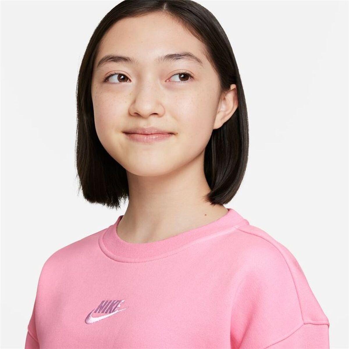 Hoodless Sweatshirt for Girls Nike Sportswear Club Fleece Pink-3