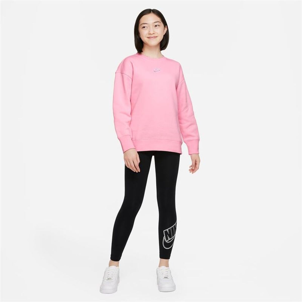Hoodless Sweatshirt for Girls Nike Sportswear Club Fleece Pink-2