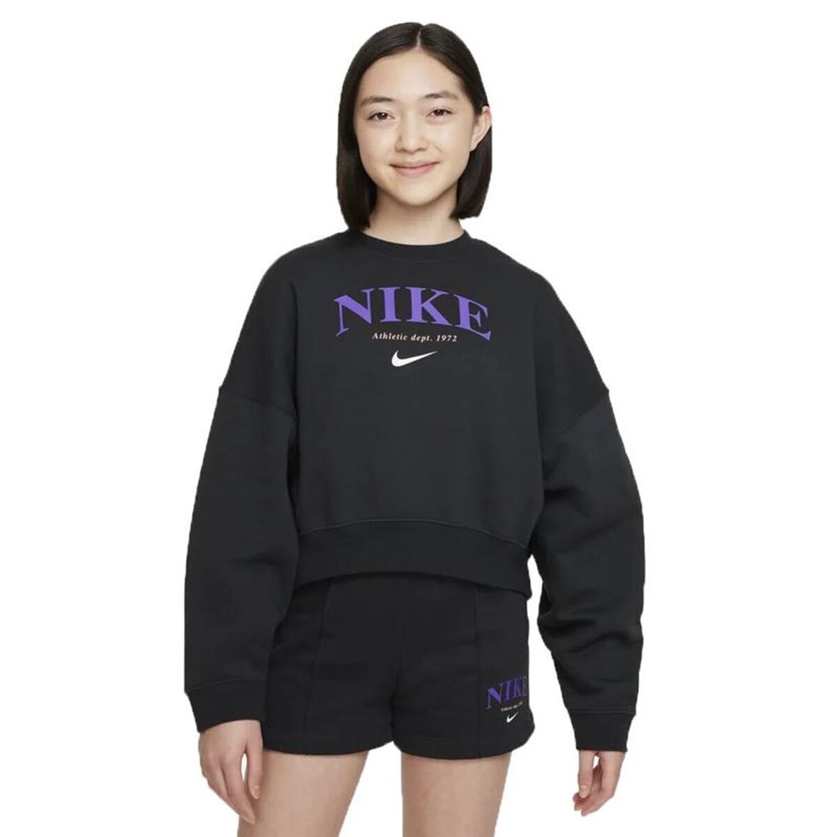 Hoodless Sweatshirt for Girls Nike Sportswear Trend  Black-0