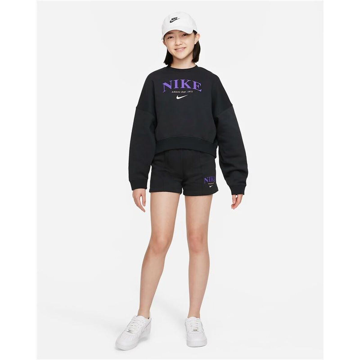 Hoodless Sweatshirt for Girls Nike Sportswear Trend  Black-2