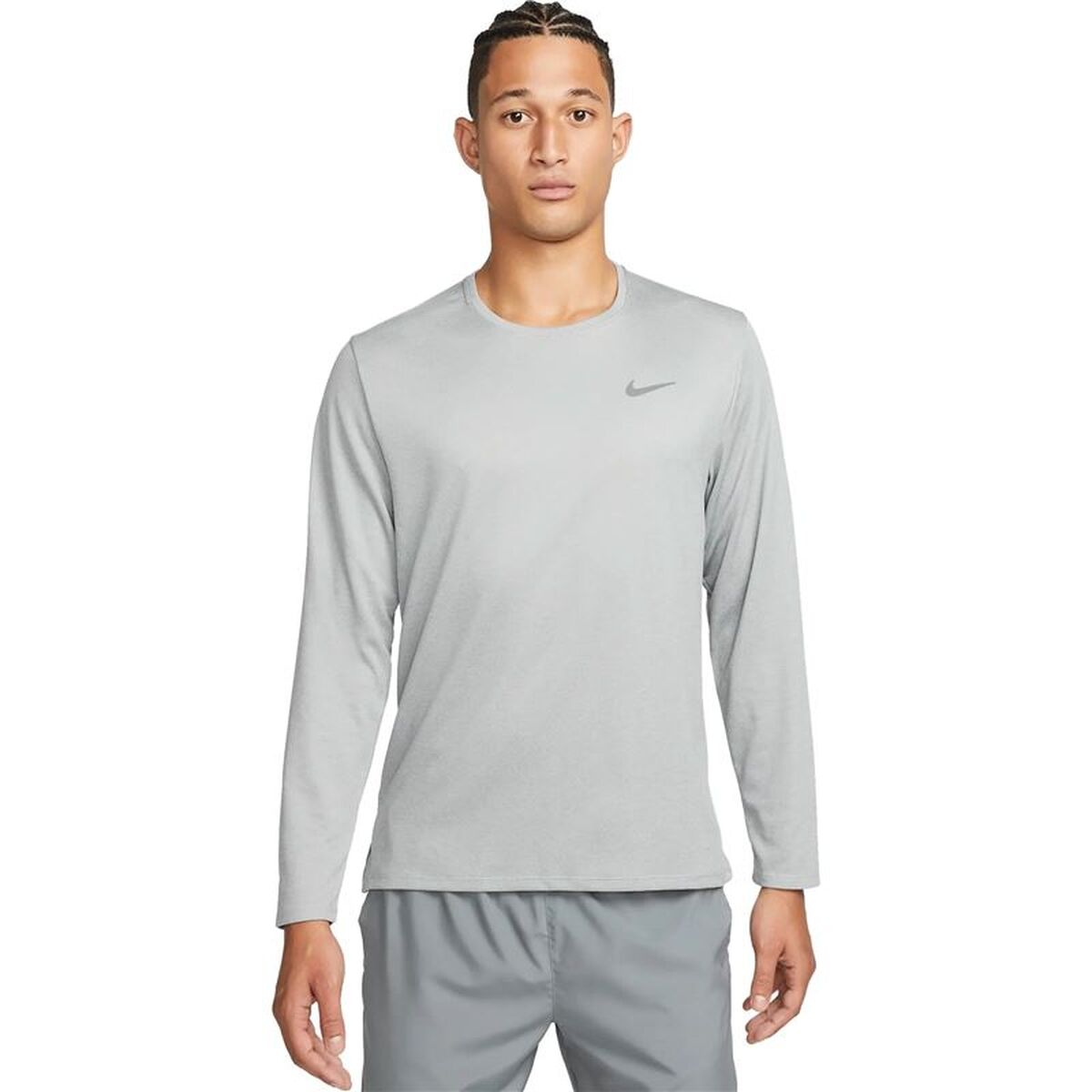Men’s Long Sleeve T-Shirt Nike Dri-Fit Uv Miler Long-Sl Grey-0