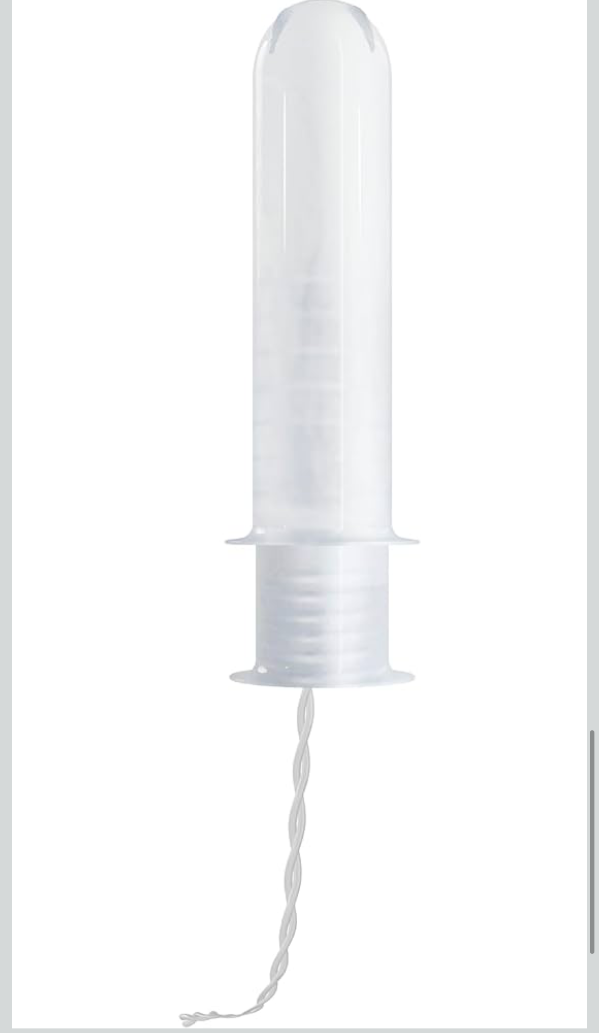 White organic tampon with a visible brand logo on a white background