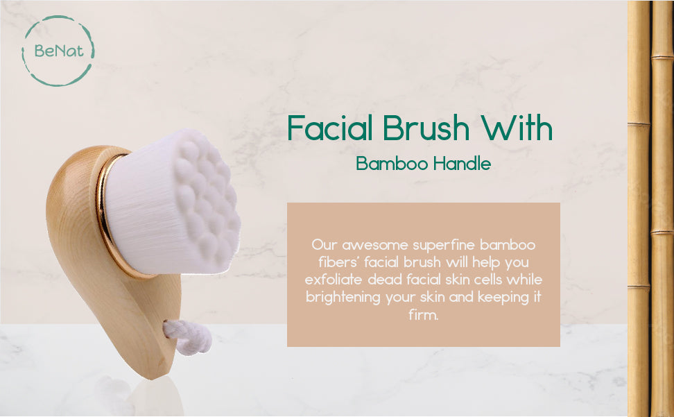 Facial Brush with Bamboo Handle-3