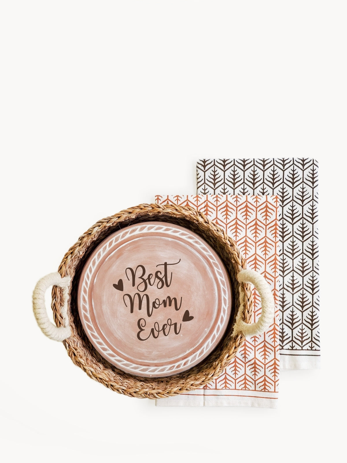 Bread Warmer & Basket Gift Set with Tea Towel - Mom Round-6