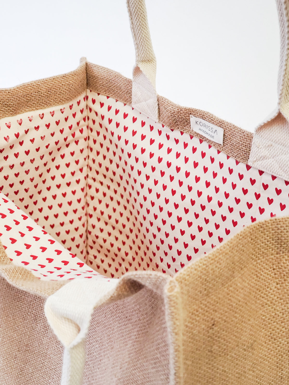Jute Canvas Gift Bag - Love (L)-1