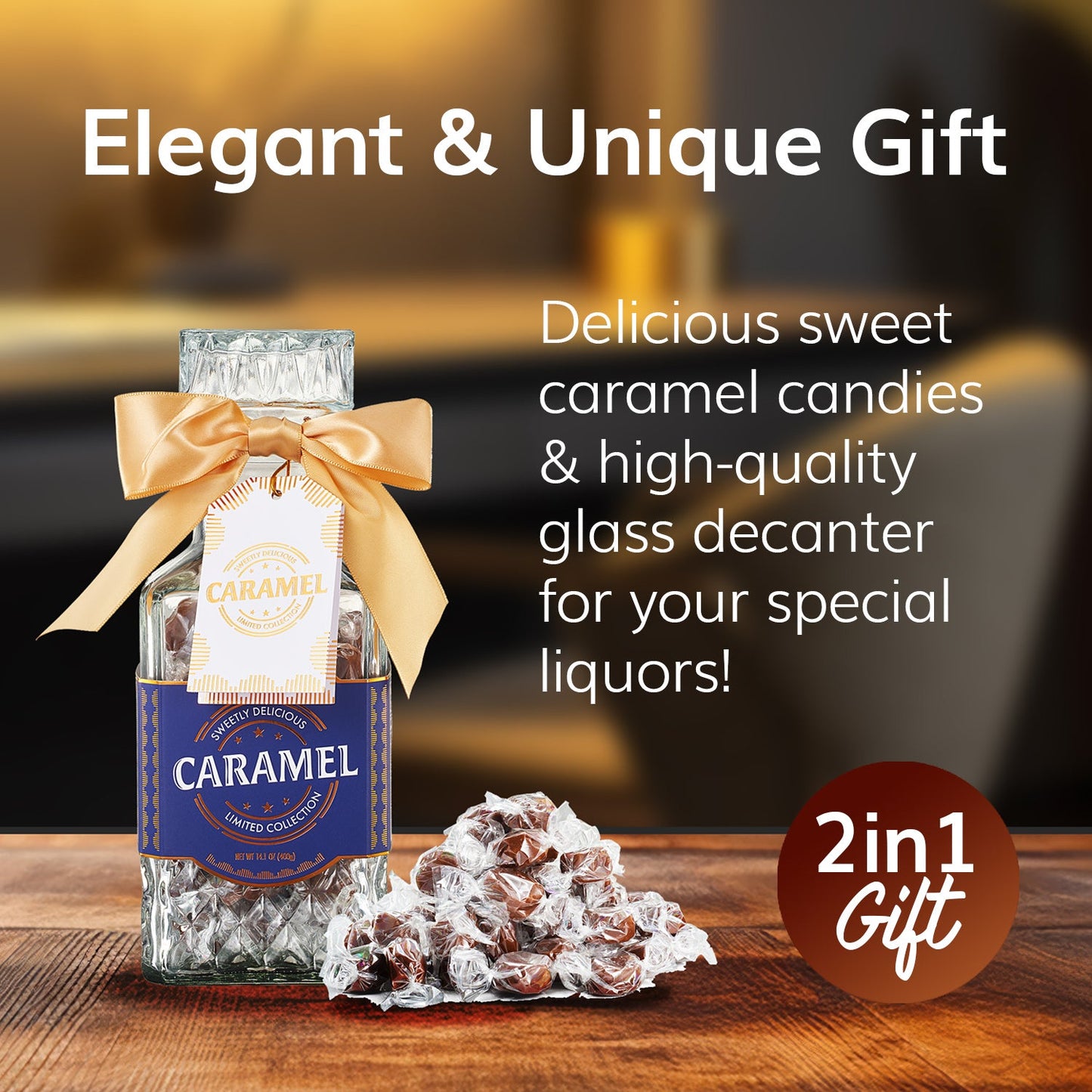 Father's Day Gifts for Men Dad, Chocolate Caramels Candy Gift, Glass Decanter Bourbon, Scotch & Liquor, Birthday Gift Daughter Son, Best Dad Father Husband Presents Food Gift basket Men Women-2