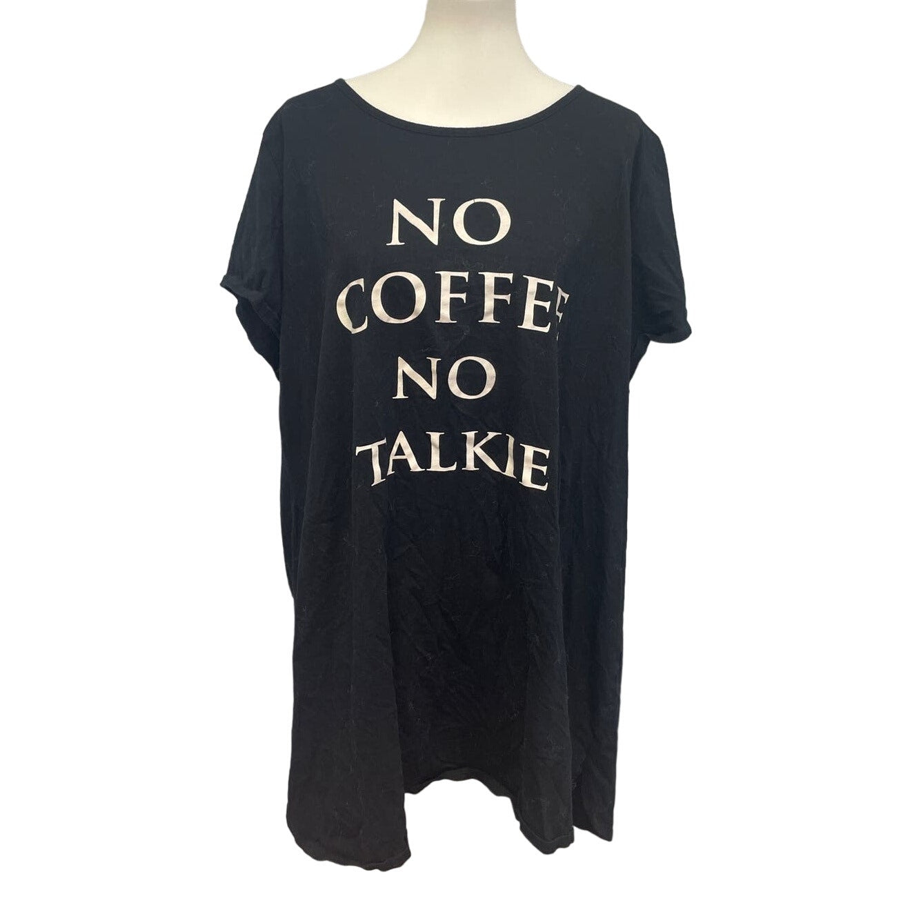 Cacique Womens Plus Size 26/28 No Coffee No Talkie Short Sleeve Tee Shirt