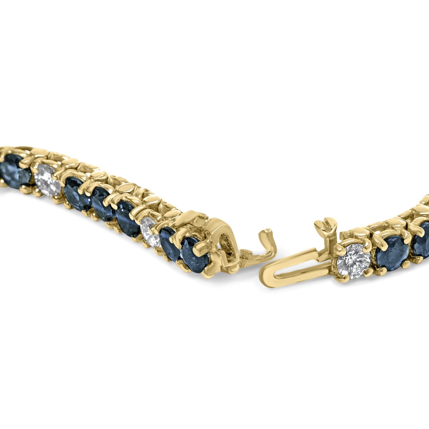 18K Yellow Gold Alternating 1 1/5 Cttw Diamond and 3X3 MM Blue Sapphire Tennis Bracelet (G-H Color, VS1-VS2 Clarity) - 7" Inches-1