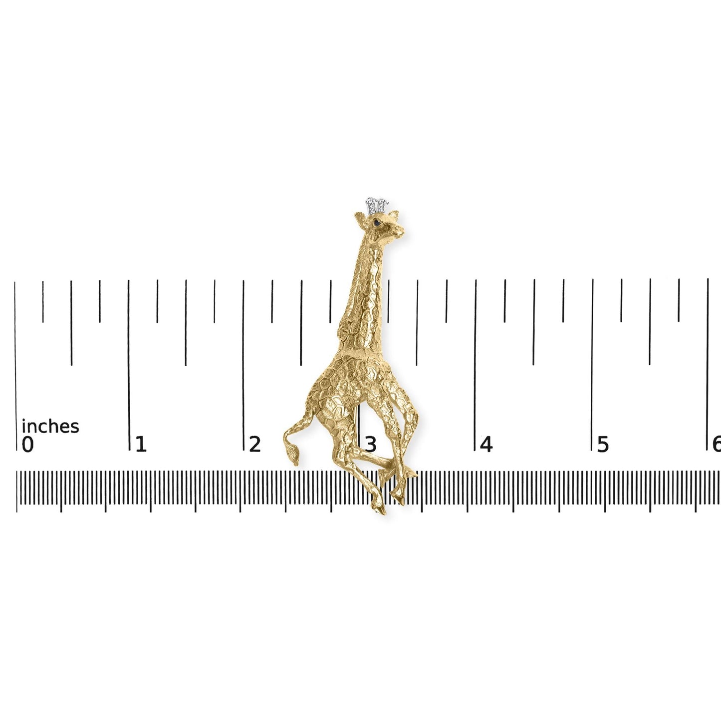 18K Yellow Gold Diamond Accent and Blue Sapphire Giraffe Pin Brooch (G-H Color, VS2-SI1 Clarity)-3