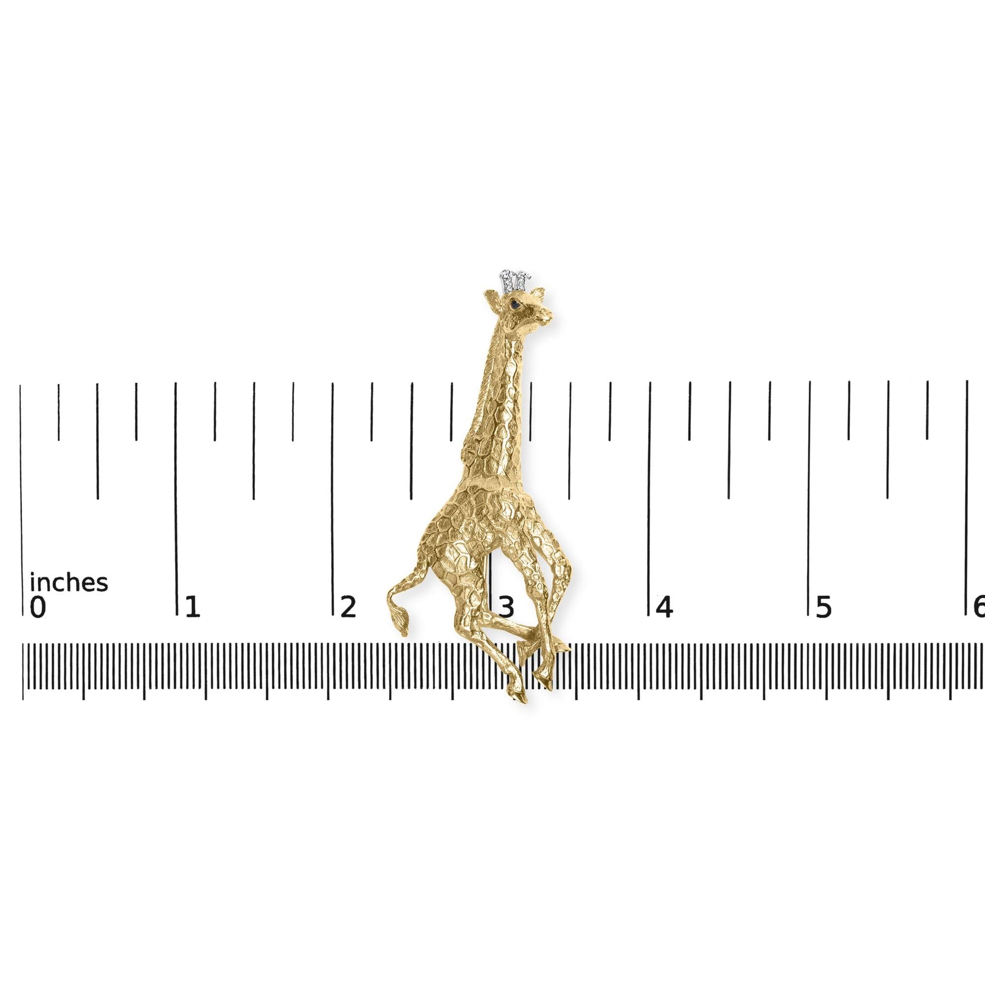 18K Yellow Gold Diamond Accent and Blue Sapphire Giraffe Pin Brooch (G-H Color, VS2-SI1 Clarity)-3