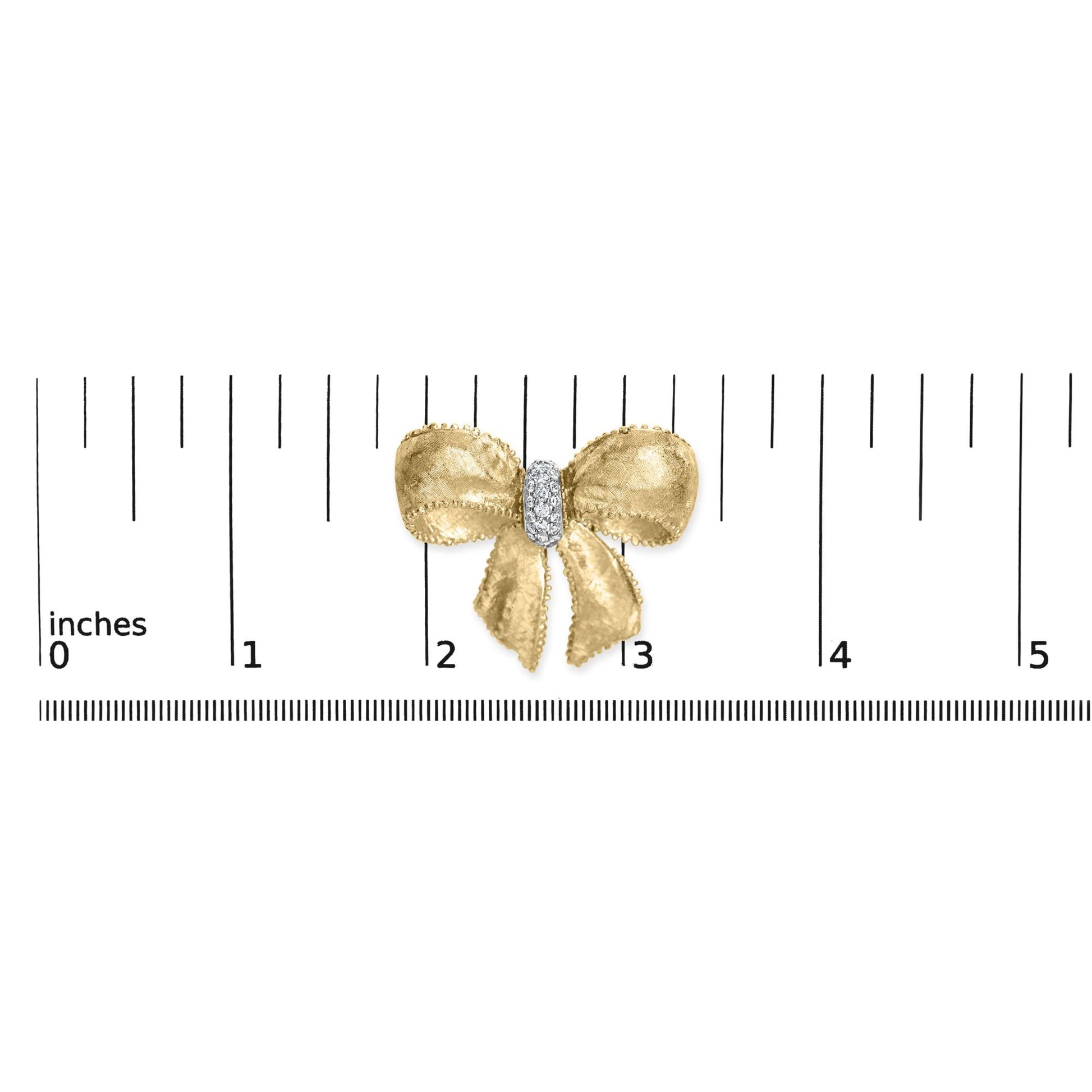 18K Yellow Gold and 3/5 Cttw Diamond Bow Pin Brooch (G-H Color, VS1-VS2 Clarity)-3