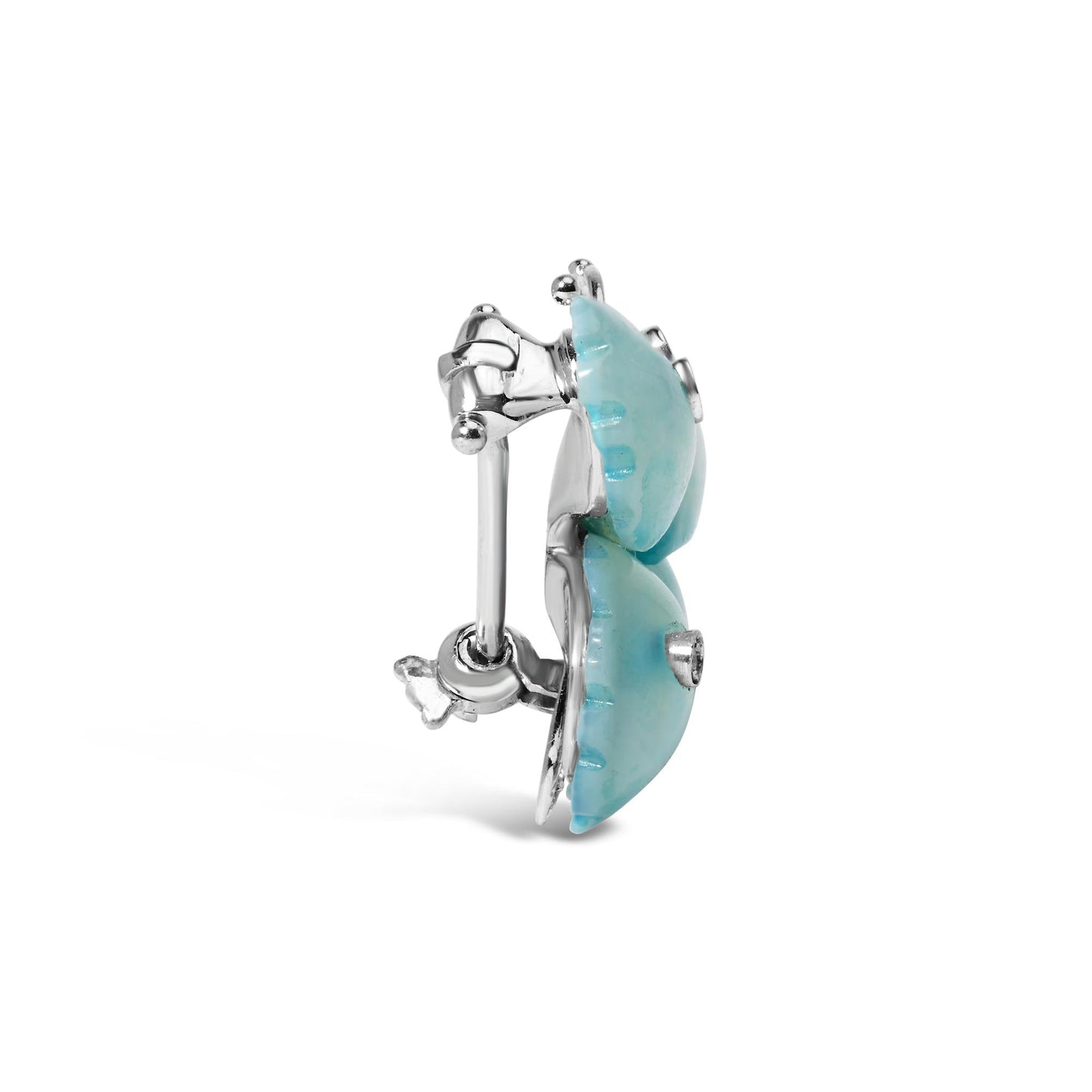 18K White Gold Blue Mother of Pearl and Diamond Accent Butterfly Pin Brooch (F-G Color, VS1-VS2 Clarity)-3