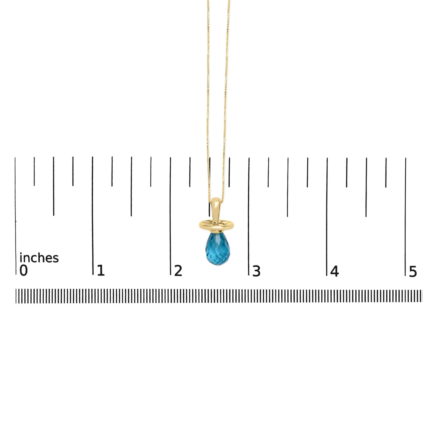 14K Yellow Gold and Blue Quartz Pacifier Pendant Necklace - 18" Inches-3