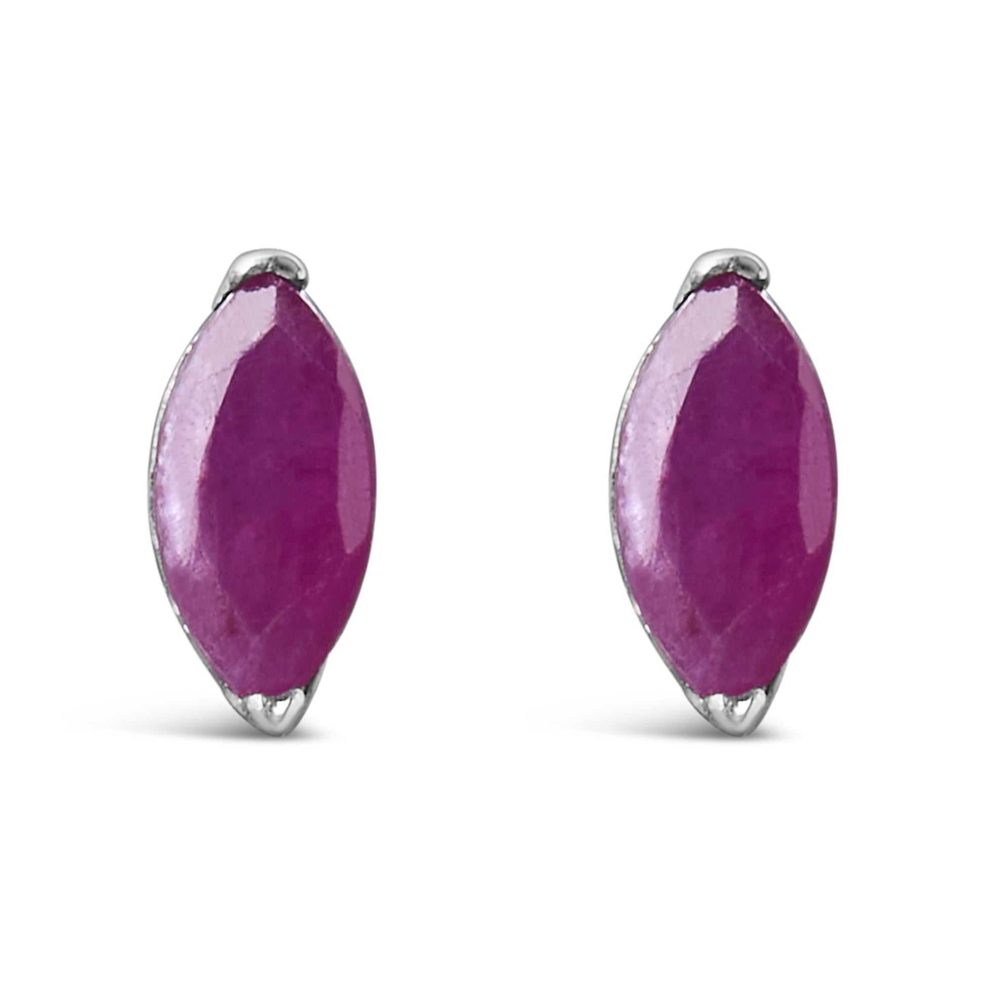 .925 Sterling Silver 1/2 Cttw Created Pink Ruby Gemstone Solitaire Stud Earrings-0