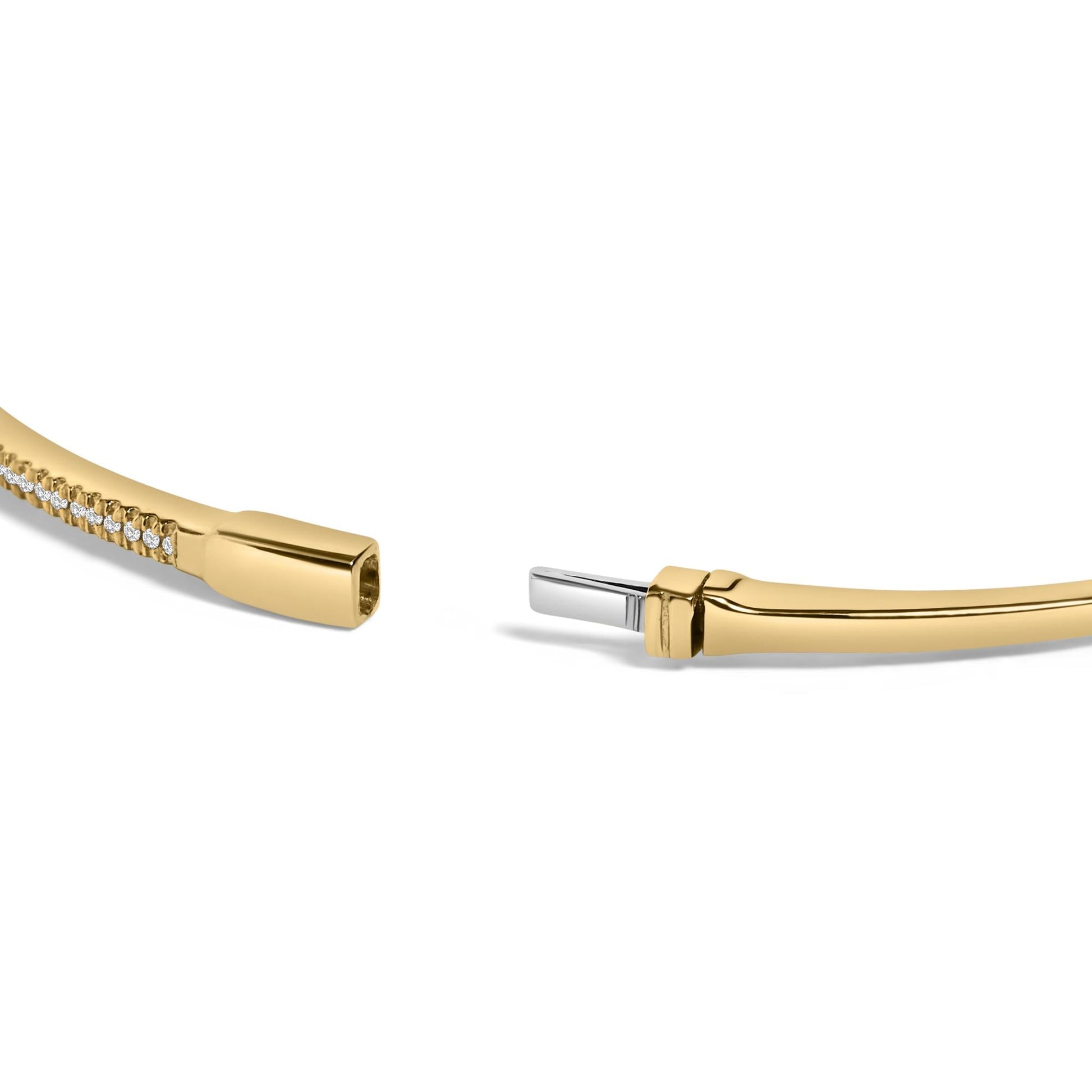 14K Yellow Gold 1/3 Cttw Diamond Half Eternity Bangle Bracelet (I-J Color, I2-I3 Clarity) - 7.75" Inches-1