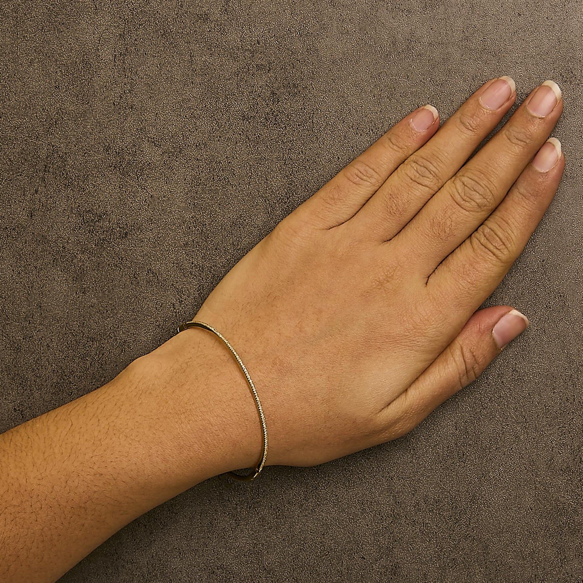 14K Yellow Gold 1/3 Cttw Diamond Half Eternity Bangle Bracelet (I-J Color, I2-I3 Clarity) - 7.75" Inches-2