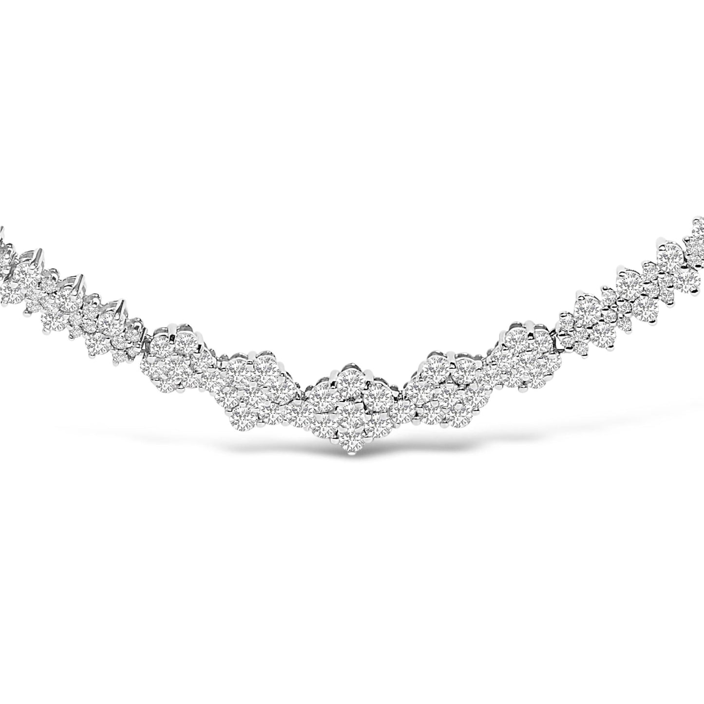 14K White Gold 2.00 Cttw Diamond Composite Cluster Bar Necklace (H-I Color, I2-I3 Clarity) - 18" Inches-1