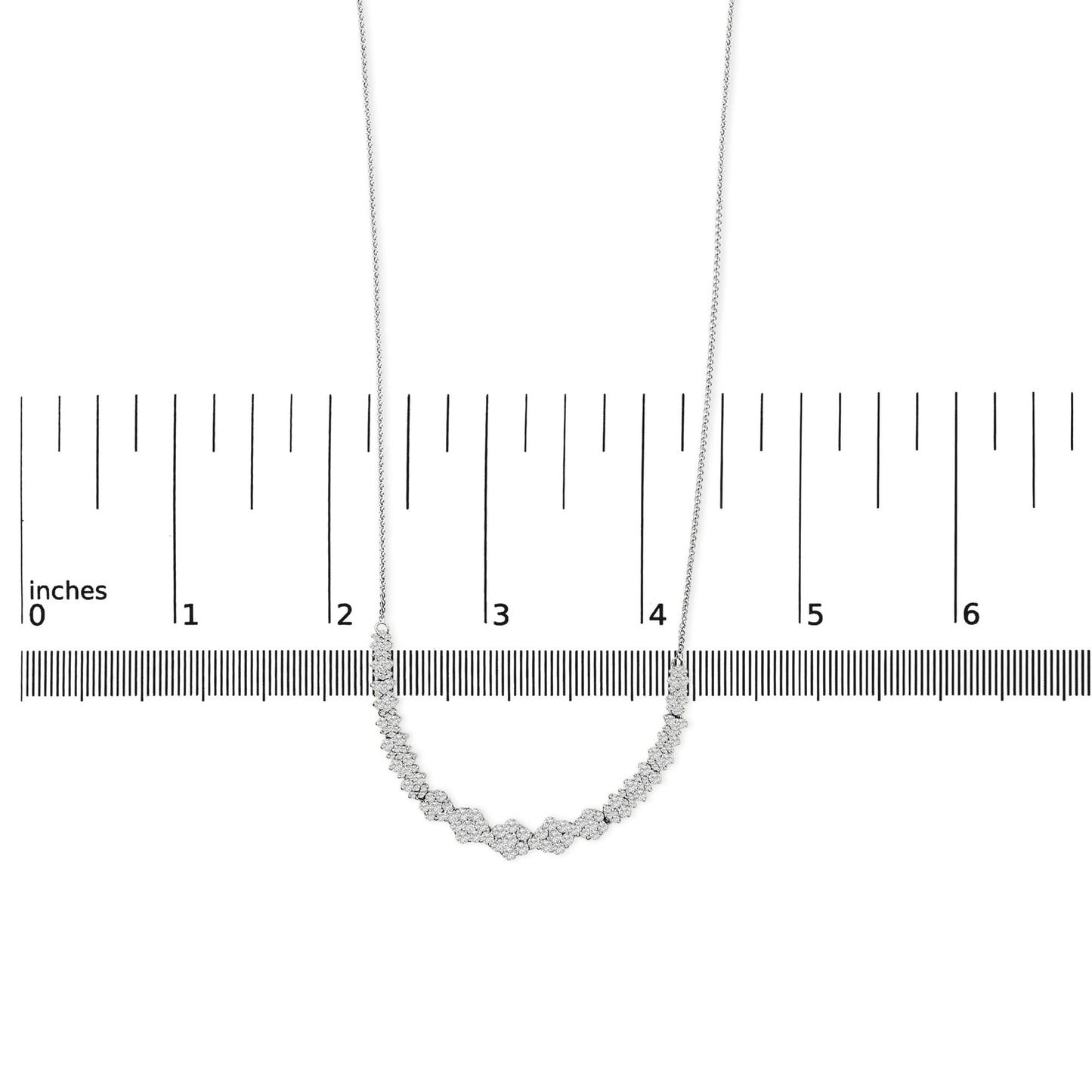 14K White Gold 2.00 Cttw Diamond Composite Cluster Bar Necklace (H-I Color, I2-I3 Clarity) - 18" Inches-4
