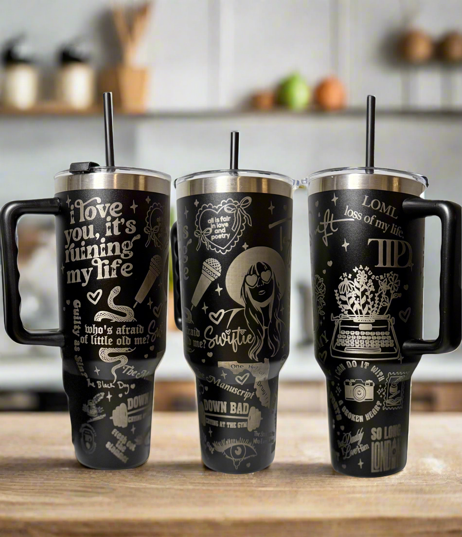 Poets Collage 40oz Engraved Stainless Steel Tumbler