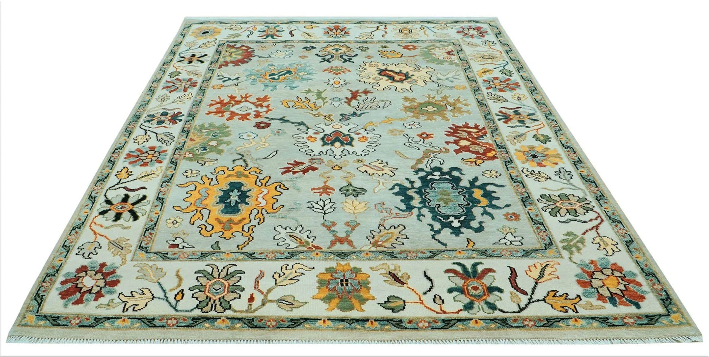 LoomBloom 8x10 Mint Hand Knotted Arts & Crafts Oushak Wool Oriental Area Rug-2