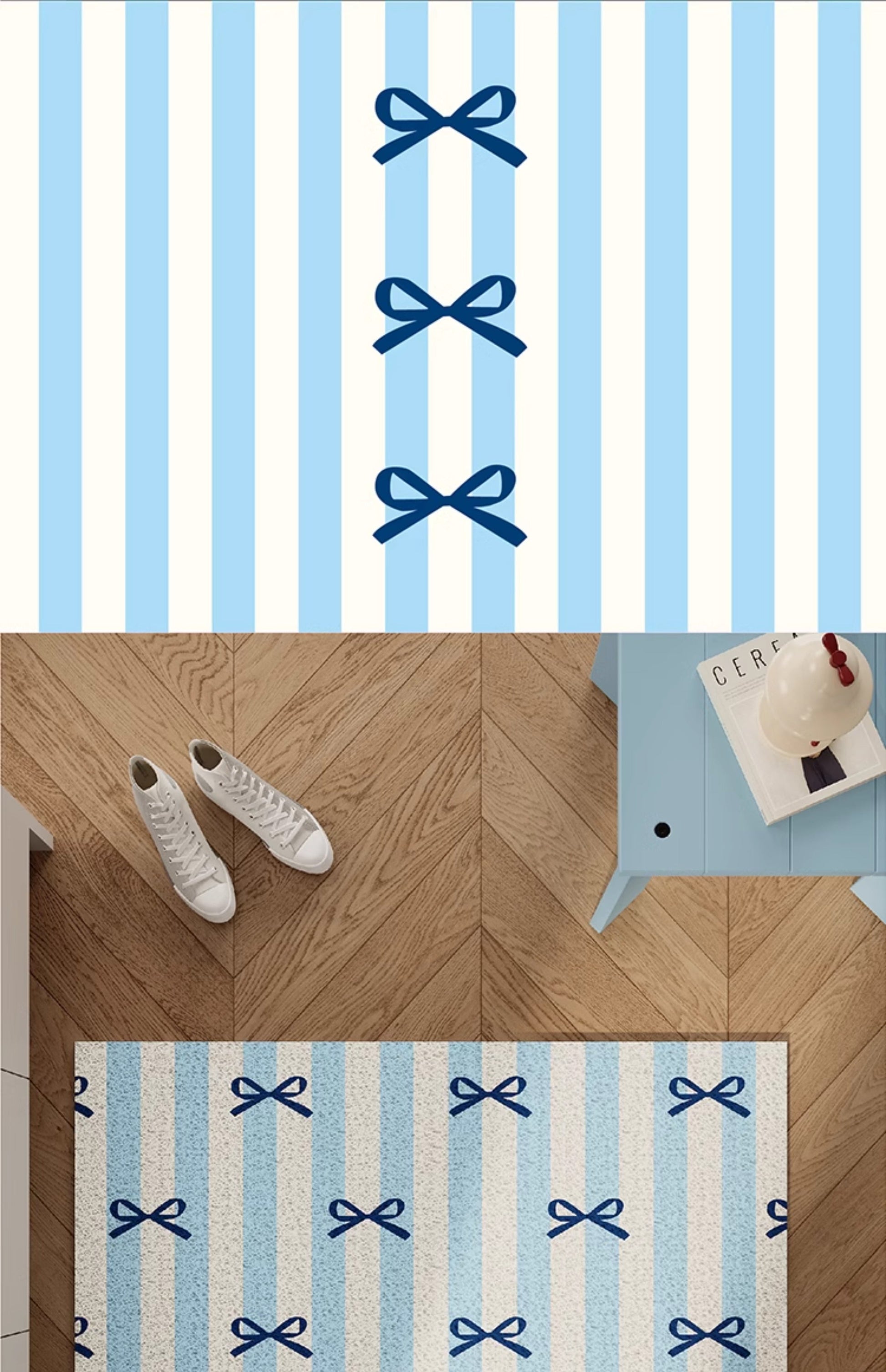Blue Bow Knot Entryway Doormat-4