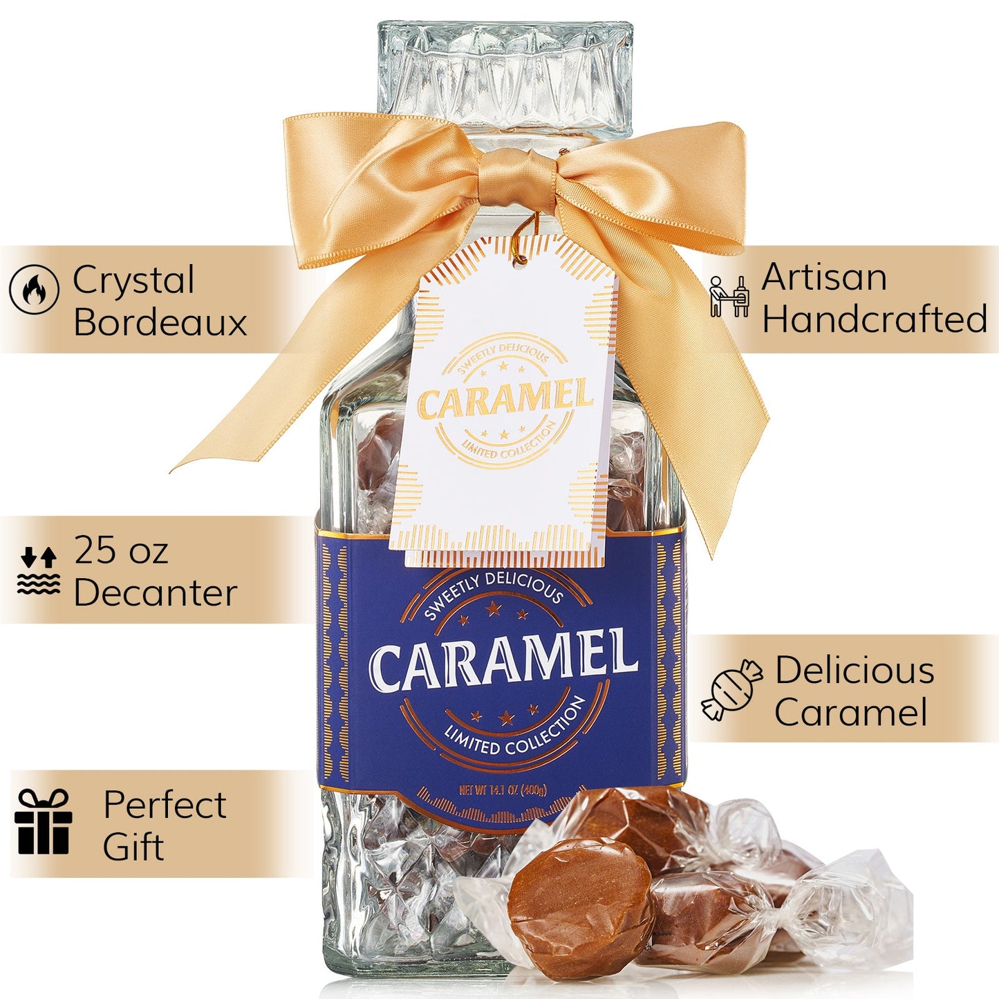 Father's Day Gifts for Men Dad, Chocolate Caramels Candy Gift, Glass Decanter Bourbon, Scotch & Liquor, Birthday Gift Daughter Son, Best Dad Father Husband Presents Food Gift basket Men Women-3