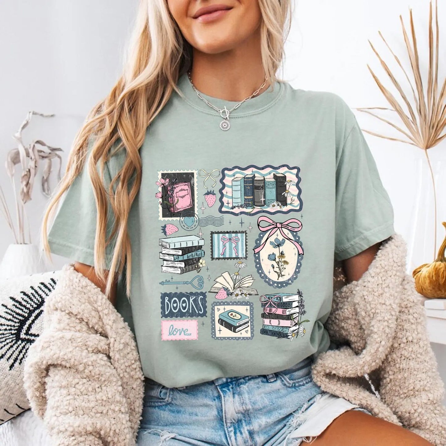 Love Books Stamps Graphic Tee