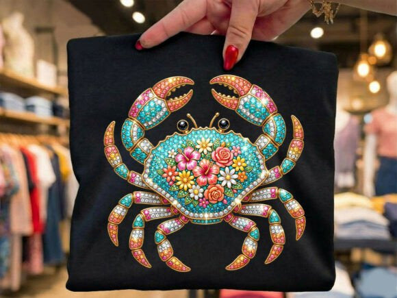 Rhinestone Crab Graphic Tee