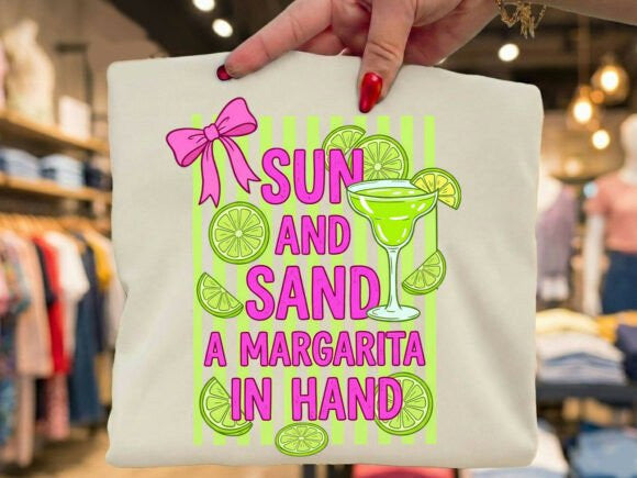 Sun and Sand a Margarita in Hand Graphic Tee