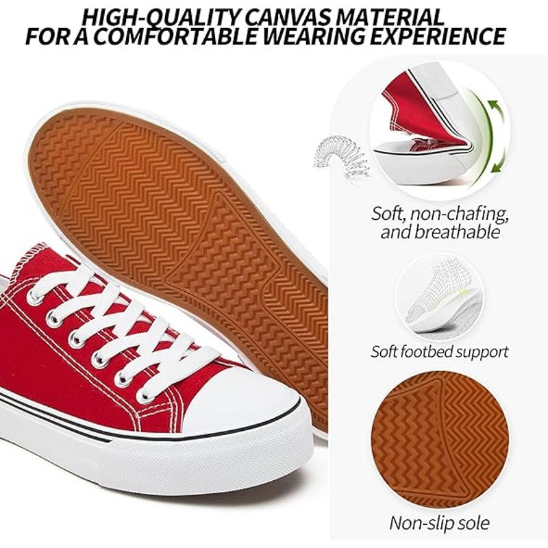 Adokoo Womens Size 8 Red Canvas Low Top Fashon Lace Up Classic Sneaker Shoes