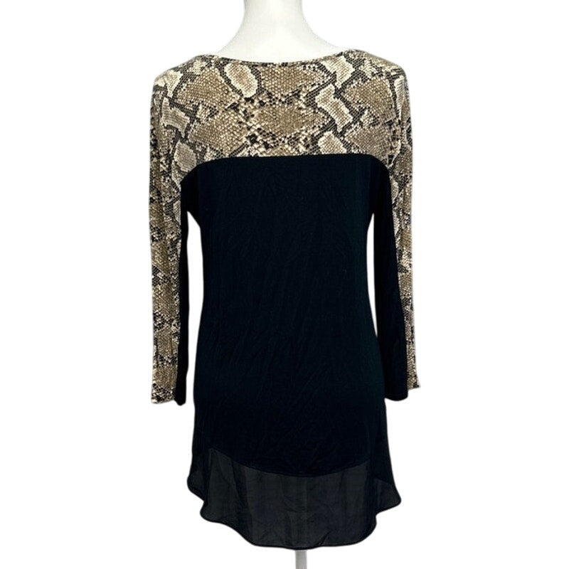 Coco Bianco Womens Small Modal Spandex Long Sleeve Scoop Neck Hi Low Blouse