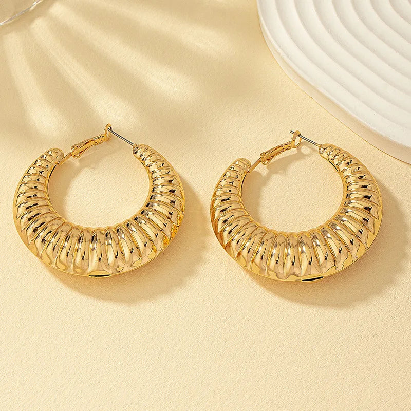Retro Threaded Metal Earrings For Women Simple Style Holiday  Party Gift Fashion Jewelry Ear Accessories