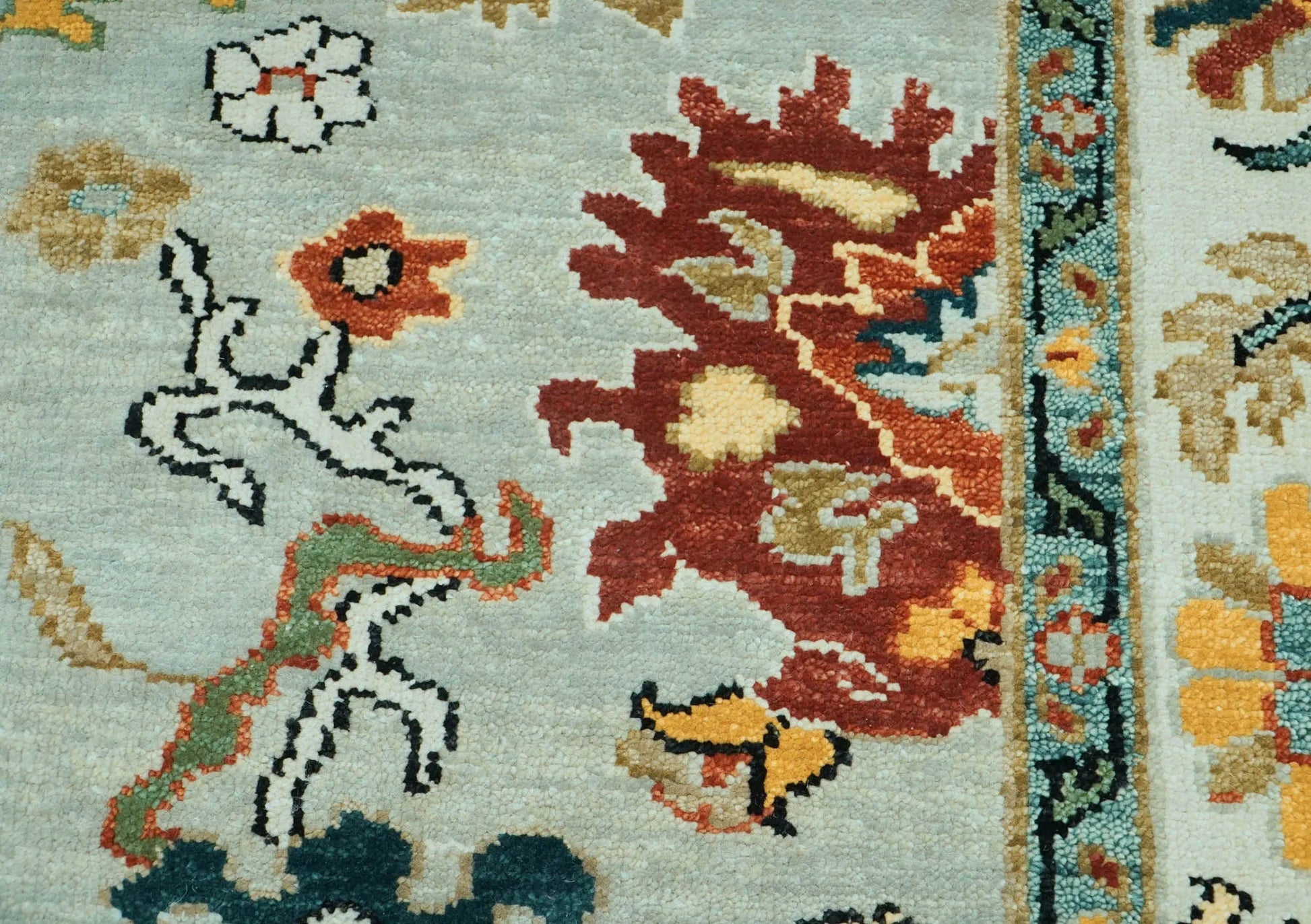 LoomBloom 8x10 Mint Hand Knotted Arts & Crafts Oushak Wool Oriental Area Rug-3