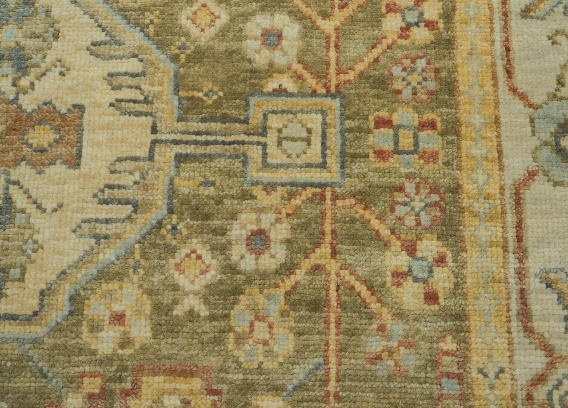 LoomBloom 8x10 Green Hand Knotted Traditional Oushak Wool Oriental Area Rug-3