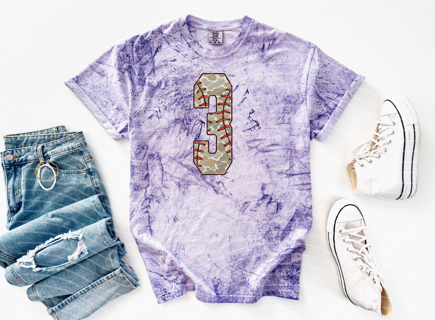 Camo Baseball Numbers Graphic Tee