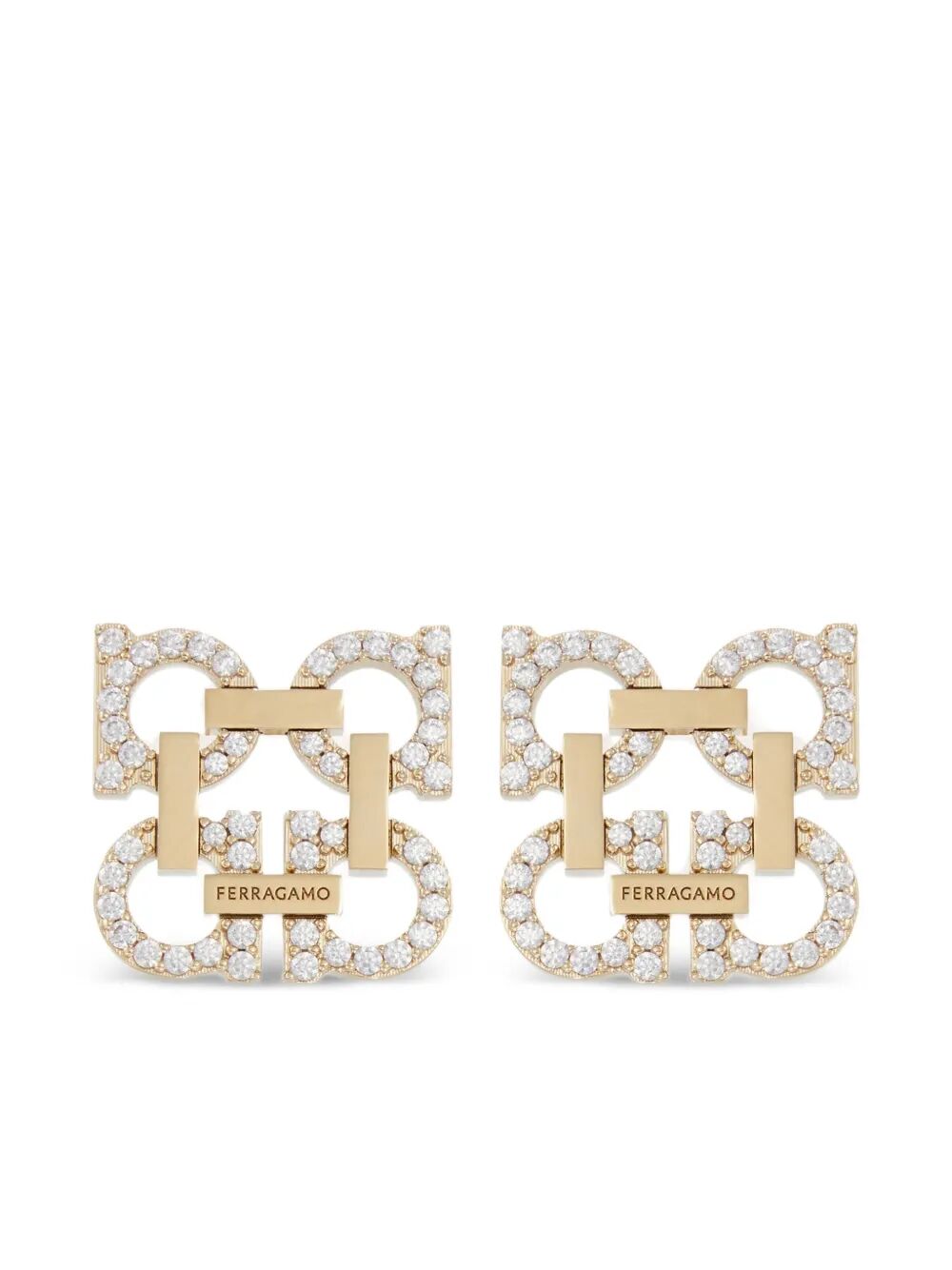Ferragamo Women Crystal Embellished Four Gancini Clip On Earrings