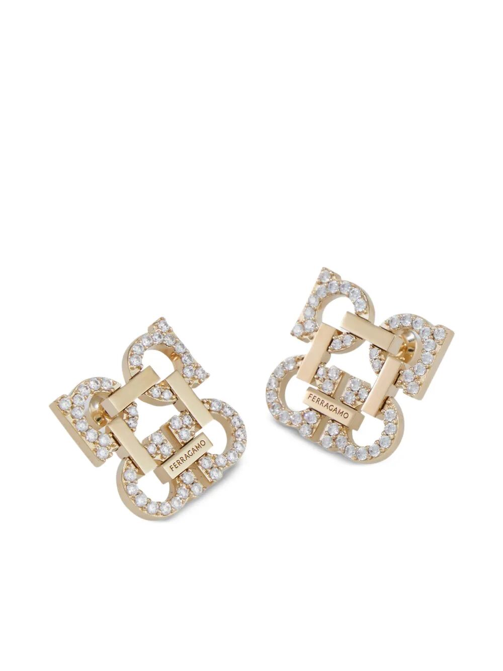Ferragamo Women Crystal Embellished Four Gancini Clip On Earrings