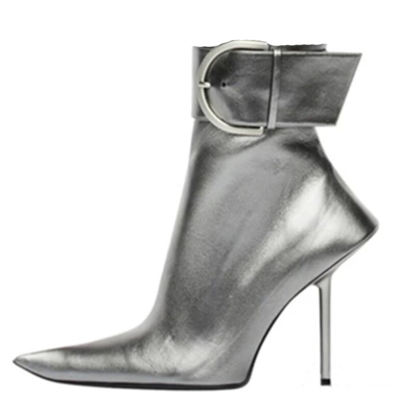 New Brand Sexy Women's Ankle Boots Thin High Heel Pointed Toe Fashion Zipper Short Boots Party Shoes Black Green Big Size