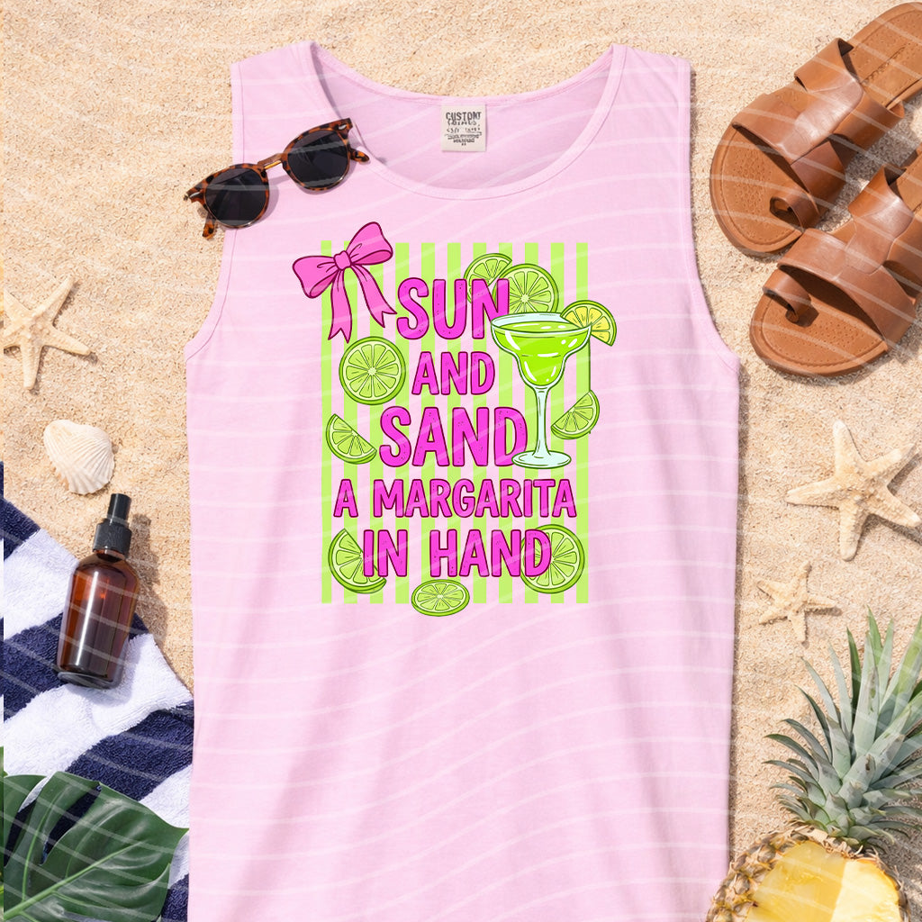 Sun and Sand a Margarita in Hand Graphic Tee
