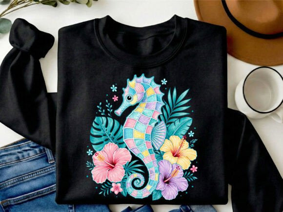 Rhinestone Seahorse Graphic Tee