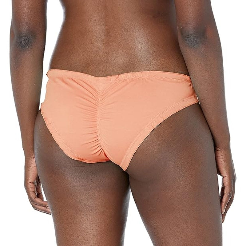 New Smart & Sexy Womens Small Peach Luster Ruffled Ruched Back Bikini Bottoms