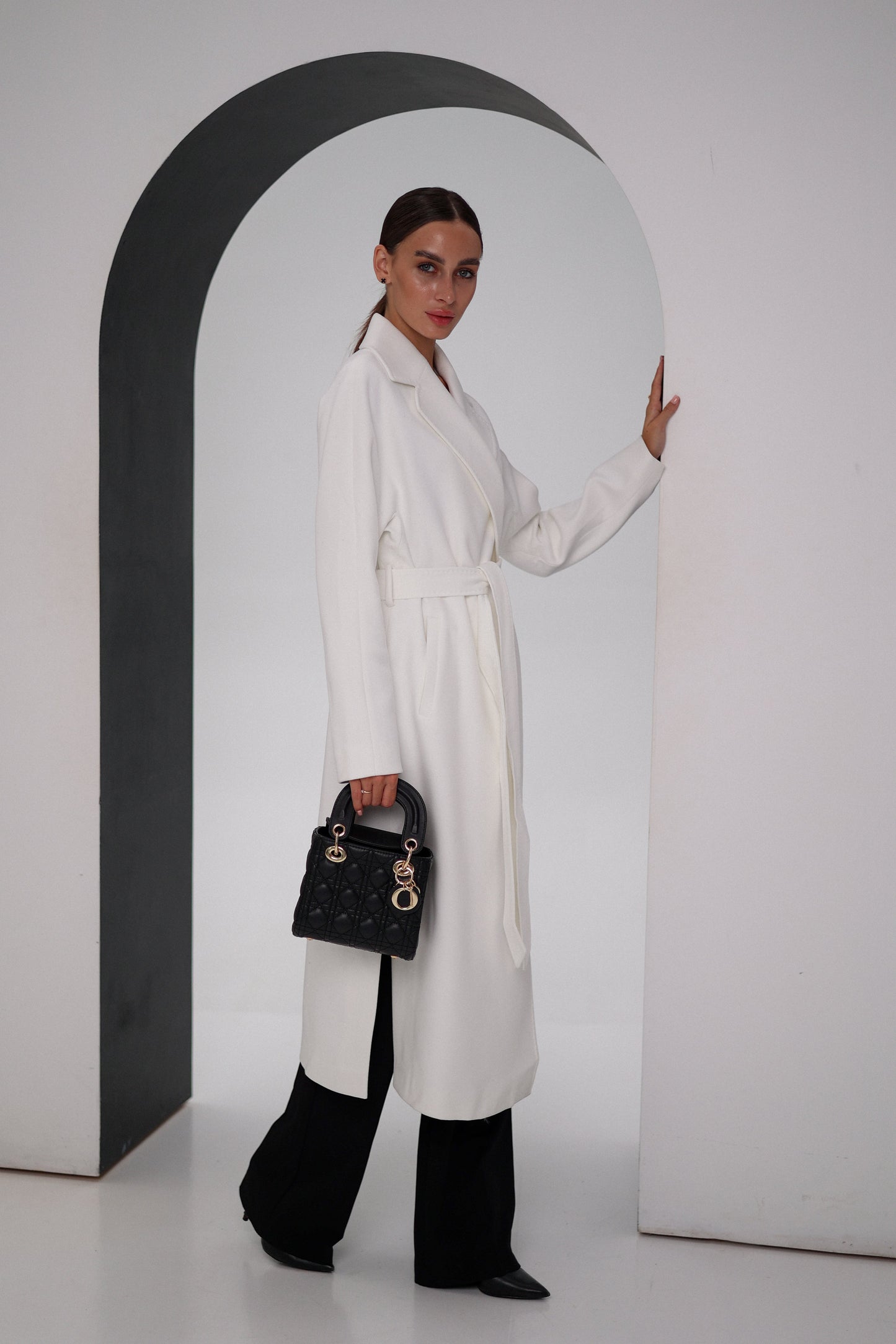 Cambridge Comfort Wraparound Wool Cashmere Coat in White