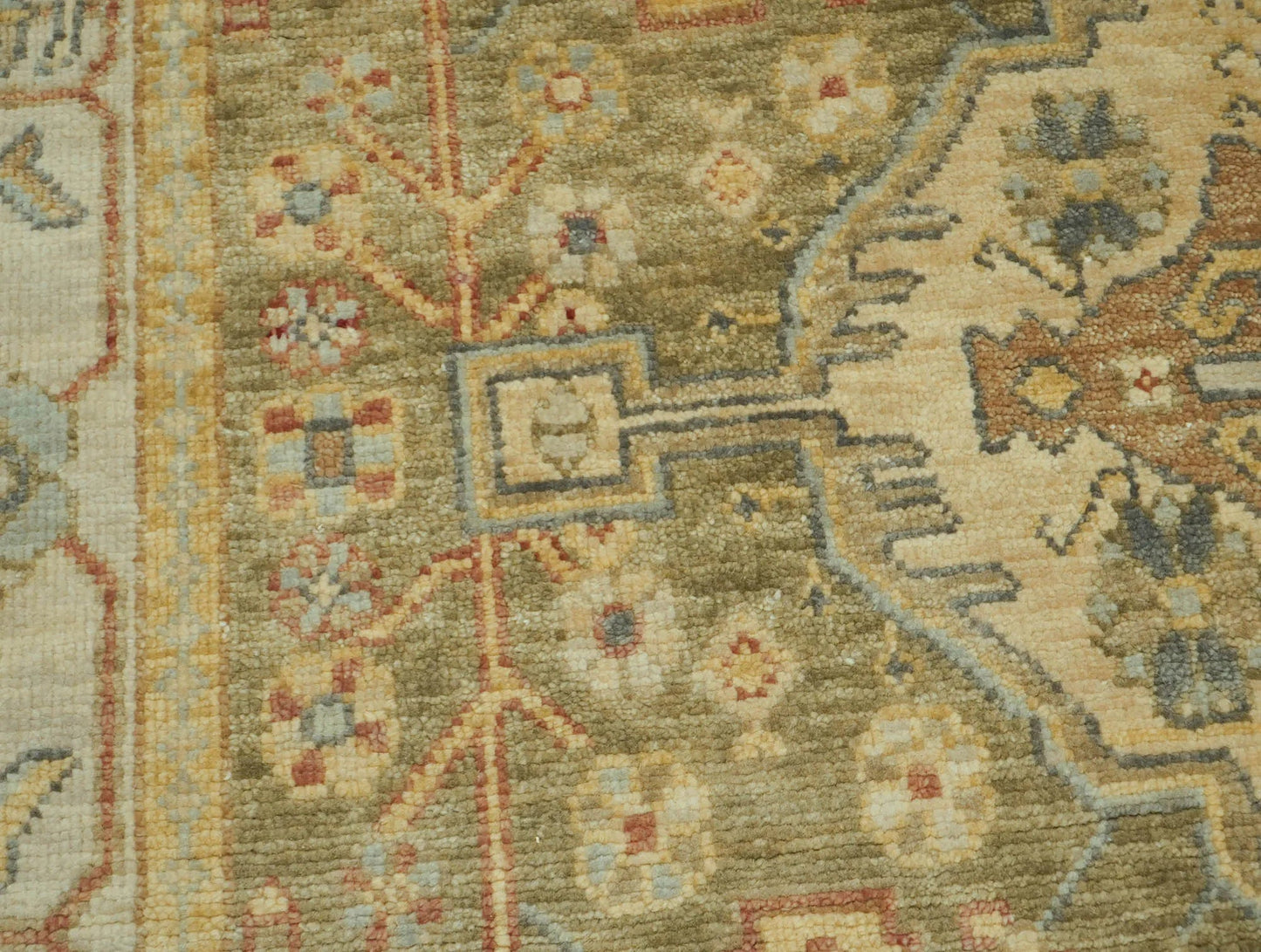 LoomBloom 8x10 Green Hand Knotted Traditional Oushak Wool Oriental Area Rug-4