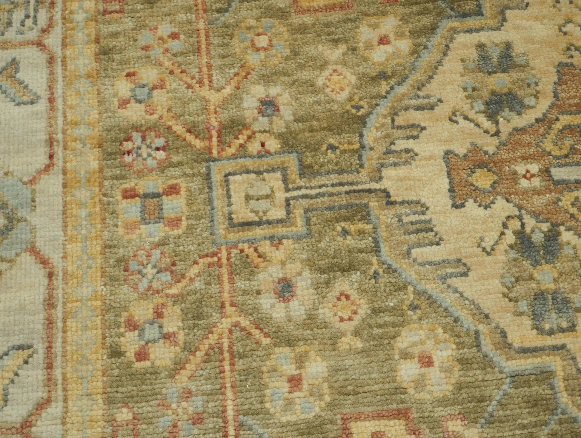 LoomBloom 8x10 Green Hand Knotted Traditional Oushak Wool Oriental Area Rug-4