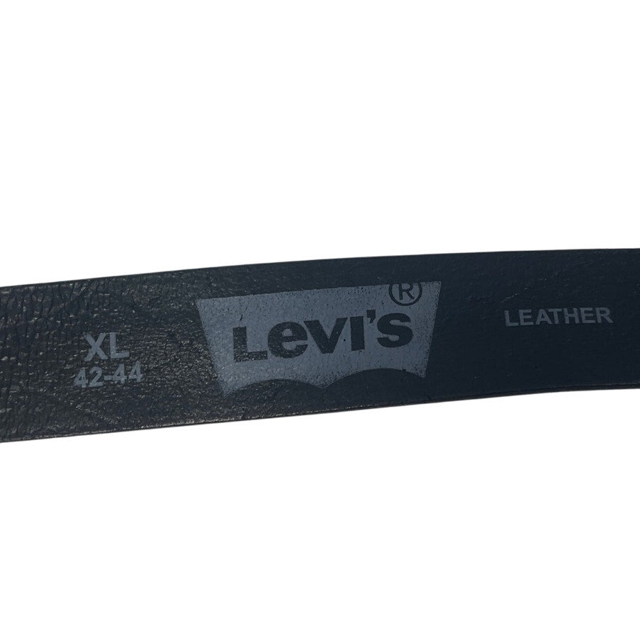 Levi's Mens XL 42-44 Black 1.5" Wide Genuine Leather Silver Buckle Jeans Belt